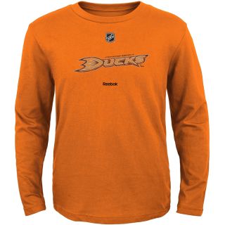 REEBOK Youth Anaheim Ducks Distressed Logo Long Sleeve T Shirt   Size Medium,