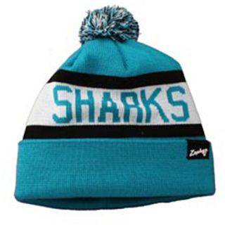 ZEPHYR Mens San Jose Sharks Cuffed Pom Knit Hat, Blue