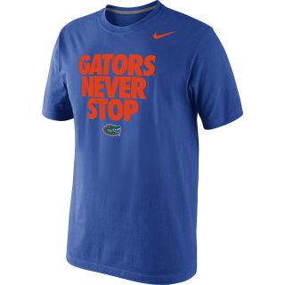 NIKE Mens Florida Gators Gators Never Stop Verbiage Short Sleeve T Shirt  