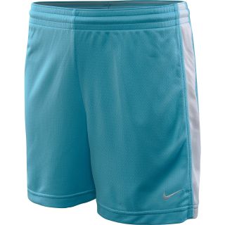 NIKE Womens Dri FIT E3 Soccer Shorts   Size Large, Tide Pool Blue/white