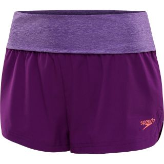 SPEEDO Womens Heathered 4 Way Stretch Swim Shorts   Size Large, Vivid Violet