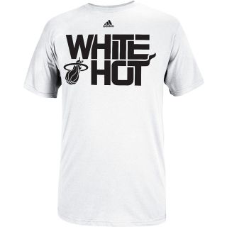 adidas Mens Miami Heat White Hot Short Sleeve T Shirt   Size Medium, White