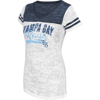 G III Womens Tampa Bay Rays Burnout Logo V Neck Short Sleeve T Shirt   Size