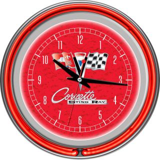 Trademark Global Corvette C2 Red Chrome Double Ring Neon Clock (GM1400R C2 COR)