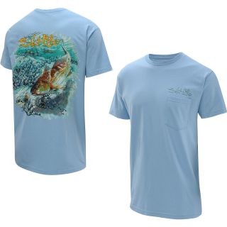 SALT LIFE Mens Oyster Crab Short Sleeve T Shirt   Size Xl, Sky Blue