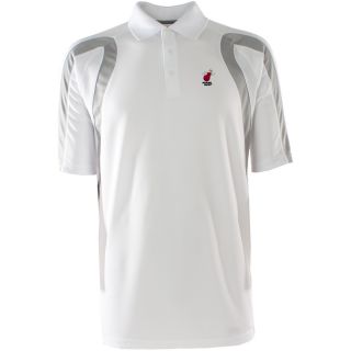 ANTIGUA Mens Miami Heat Desert Dry Point Polo Shirt   Size Small, White/silver