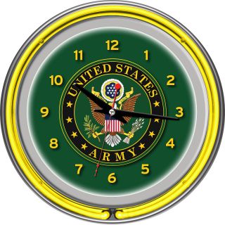 Trademark Global US Army Symbol Chrome Double Ring Neon Clock (ARMY1400 SYM)