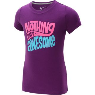 NIKE Girls Nothing But Awesome Short Sleeve T Shirt   Size Medium, Grape/grey