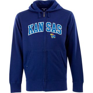 Antigua Mens Kansas Jayhawks Full Zip Hooded Applique Sweatshirt   Size