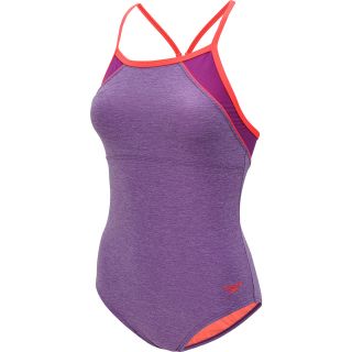 SPEEDO Womens Heathered Clip Back One Piece Swimsuit   Size 10, Vivid Violet