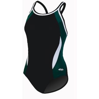 Dolfin Chloroban Block DBX Back Swimsuit Womens   Size 24, Black/forest/white