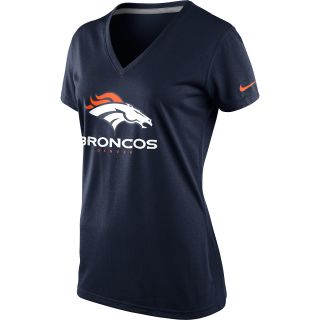 NIKE Womens Denver Broncos Dri FIT Legend Logo V Neck Short Sleeve T Shirt  