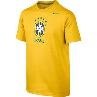 NIKE Boys Brasil Core Basic Logo Short Sleeve T Shirt   Size Small, Forge/grey