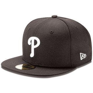NEW ERA Mens Philadelphia Phillies 59FIFTY Basic Black and White Fitted Cap  