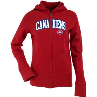 Antigua Womens Montreal Canadiens Signature Hood Applique Full Zip Sweatshirt  