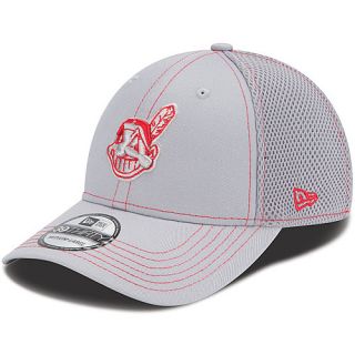 NEW ERA Mens Cleveland Indians Grey Neo 39THIRTY Stretch Fit Cap   Size S/m,