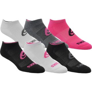 ASICS Womens Invasion No Show Socks   6 Pack   Size Medium, Black/pink