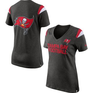 NIKE Womens Tampa Bay Buccaneers V Neck Fan Top   Size Small, Pewter/red