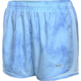NIKE Womens Printed Tempo Running Shorts   Size Large, Ice Blue/silver