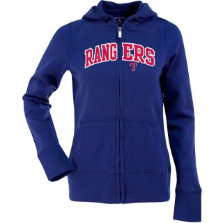 Antigua Womens Texas Rangers Signature Hood Applique Full Zip Sweatshirt  