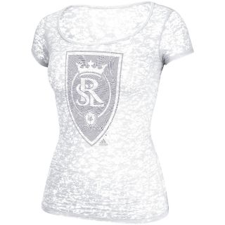 adidas Womens Real Salt Lake Heathere Logo Scoop Neck Short Sleeve T Shirt  