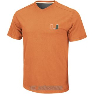 COLOSSEUM Mens Miami Hurricanes Mirage V Neck T Shirt   Size Xl, Orange