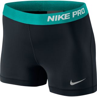 NIKE Womens Pro 3 Shorts   Size Medium, Black/green