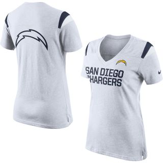 NIKE Womens San Diego Chargers Fan Top V Neck Short Sleeve T Shirt   Size