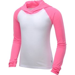 SOFFE Girls No Sweat Colorblock Hoodie   Size Large, White/neon