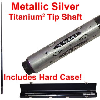 Trademark Global Metallic Silver Titanium Cue Stick   Includes Free Hard Case