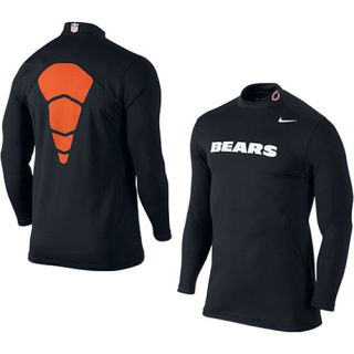 NIKE Mens Chicago Bears Pro Combat Hyperwarm Dri FIT Long Sleeve Mock 2 Shirt  