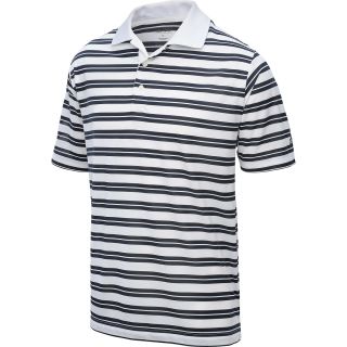 adidas Mens Striped Golf Polo   Size Large, White/navy