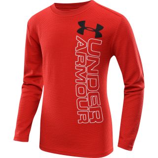 UNDER ARMOUR Boys Vertical UA Logo Long Sleeve Shirt   Size 5, Red