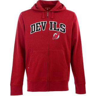 Antigua Mens New Jersey Devils Full Zip Hooded Applique Sweatshirt   Size