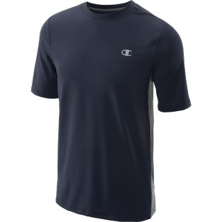 CHAMPION Mens Double Dry Fitted Short Sleeve T Shirt   Size Xl, Navy/grey
