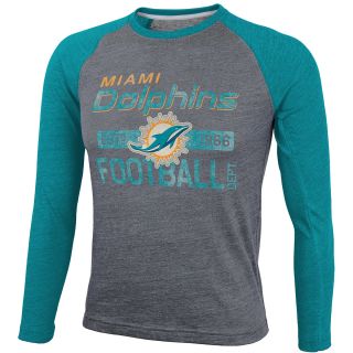 NFL Team Apparel Youth Miami Dolphins Tri Blend Raglan Long Sleeve T Shirt  