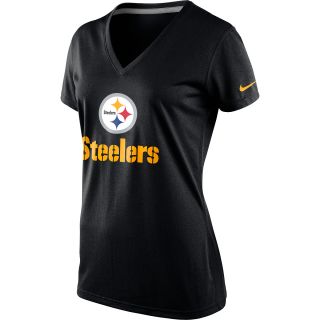 NIKE Womens Pittsburgh Steelers Dri FIT Legend Logo V Neck Short Sleeve T 