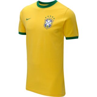 NIKE Mens Brasil Core Ringer Short Sleeve T Shirt   Size Xl, Varsity Maize