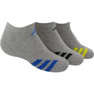 adidas 3PK Striped No Show Socks   Size Youth Medium, Grey/blue/yellow
