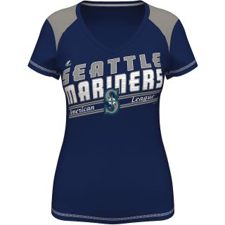 MAJESTIC ATHLETIC Womens Seattle Mariners Superior Speed V Neck T Shirt   Size