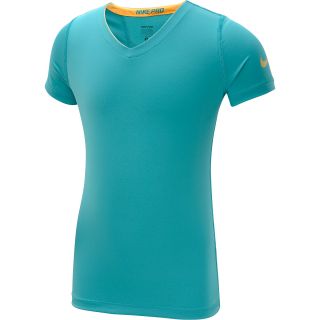 NIKE Girls Pro Core Fitted V Neck Short Sleeve T Shirt   Size XS/Extra Small,
