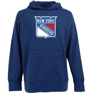 Antigua Mens New York Rangers Signature Hood Applique Pullover Sweatshirt  