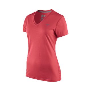 NIKE Womens Legend V Neck T Shirt   Size Small, Laser Crimson/grey
