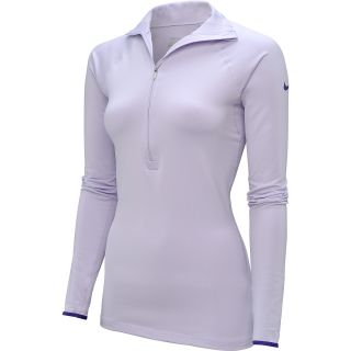 NIKE Womens Pro Hyperwarm Tipped 1/2 Zip Shirt   Size Small, Violet/purple