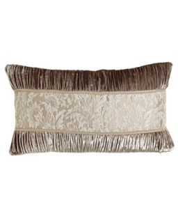 Ruched Velvet Pillow with Lace Center, 15 x 26
