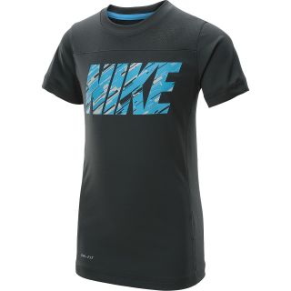 NIKE Boys Hyperspeed Rain Camo Short Sleeve Top   Size Small, Anthracite/blue