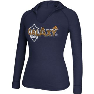 adidas Womens Los Angeles Galaxy Throw In Hooded Long Sleeve T Shirt   Size