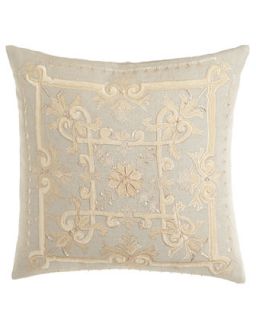Embroidered Linen Pillow, 22Sq.