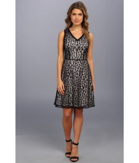 Marc New York by Andrew Marc Animal Mesh Fit Flare Dress MD4L5264 Womens Dress (Black)