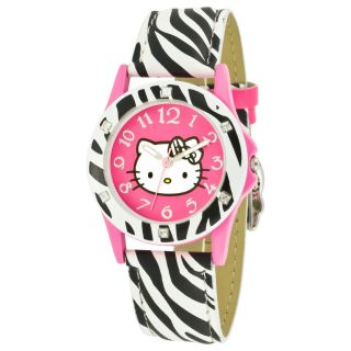Hello Kitty Animal Print Strap Watch, Zebra, Womens